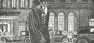 Delineator Prints: Couple on a Busy Street