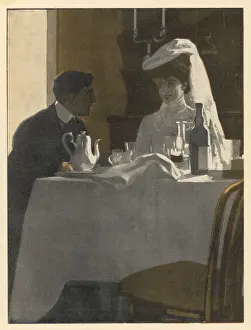 Couple chatting over dinner