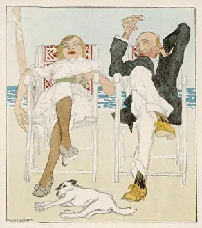 Deck Chairs Prints: Couple in Deck Chairs