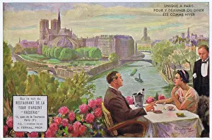 Gourmet Prints: Couple enjoing dinner - Restaurant de la Tour D'Argent
