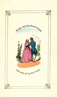 Couple in a garden on a Valentine card