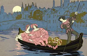 Moonlight Prints: Couple take a gondola ride on the canals of Bruges, Belgium
