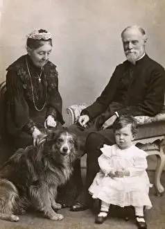 Grandson Prints: Couple with grandson and dog