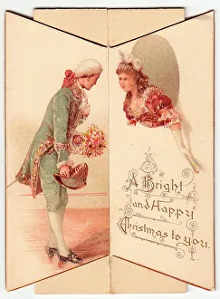 Couple in historical costume on a Christmas card