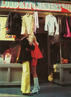 Boots Collection: Couple kissing outside Carnaby Street boutique