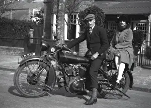 Pinstripes Prints: Couple on a large motorbike