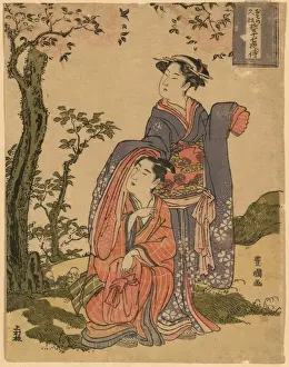 The couple Osome and Hisamatsu viewing the mid-August moon