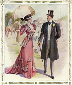 Applique Gallery: Couple at the races in a costume brochure