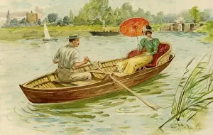 Couple rowing