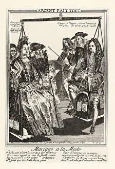 Compare Prints: A couple sits in a balance to compare assets before marriage, 17