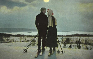Adoration Gallery: Couple on Skis Date: 1910