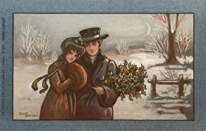 Images Dated 14th April 2008: A couple in a snowy landscape