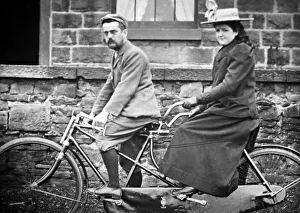 Couple on a tandem bicycle