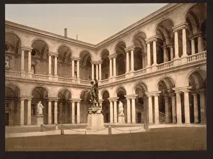 Court Yard Prints: The Court of Brera (i. e. Brera Palace courtyard), Milan, Ita