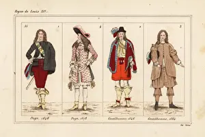 Court costumes: pages 1648 and 1678, gentlemen 1646 and 1664