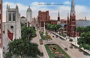 Folder Prints: Court of Honor (looking east), Milwaukee, Wisconsin, USA Date: circa 1940