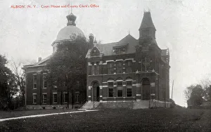 Albion Prints: Court House and County Clerk's Office, Albion, NY State, USA
