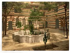 Damascus Prints: The court of a house, Damascus, Holy Land, (i. e. Syria)