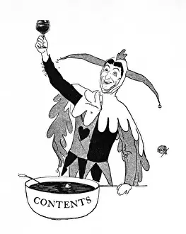 Contents Prints: A Court Jester raising the punch cup high
