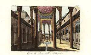 Seville Collection: Court of the Lions in Alhambra Palace, 18th century
