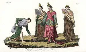 Privy Prints: Court women of Burma in ceremonial dress