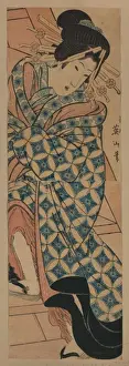 Courtesan climbing stairs