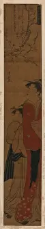 Courtesans Prints: Courtesans beneath plum blossoms