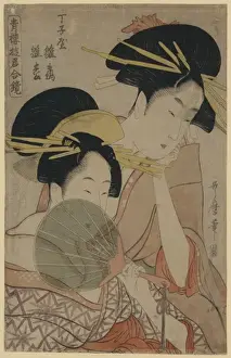 Courtesans Prints: The courtesans Hinatsuru and Hinamatsu of Choji-ya The court