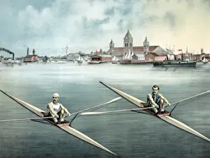 Courtney Prints: Courtney & Hanlan, champion scullers of America - view of To