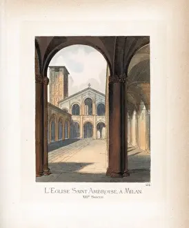 Levyfils Prints: Courtyard of the Basilica of Sant Ambrogio