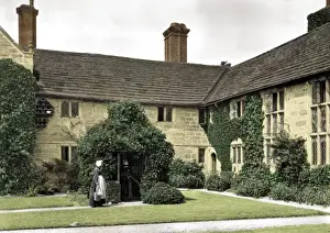 Shrub Prints: Courtyard garden of a house, with milkmaid