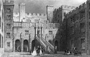 1680 Prints: Courtyard scene at Chillingham Castle