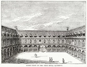 Antwerp Collection: The courtyard of Thomas Greshams Royal Exchange, modelled on the bourse at Antwerp