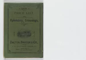 Alabaster Gallery: Back cover of 1899 Price List, Upholstery, Trimmings &c