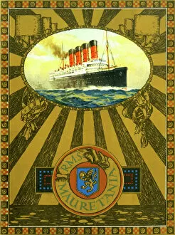 Brochure Collection: Front cover design for a brochure for Liner RMS Mauretania