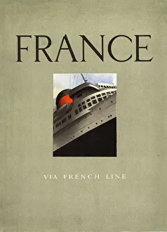 Brochures Prints: Cover design, France via French Line brochure