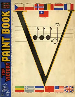 Crayon Prints: Front cover design, For Victory Paint Book, WW2