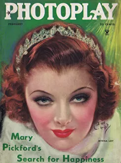 Myrna Gallery: Front cover of Photoplay featuring Myrna Loy, 1935