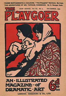 Front cover of The Playgoer magazine, featuring an illustration of two female theatre