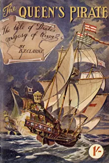Front cover, The Queens Pirate, by B J Clarke