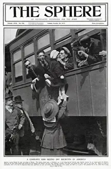Alliance Prints: Front cover of The Sphere, showing recruited Americans saying good-bye to their families on the railway platform