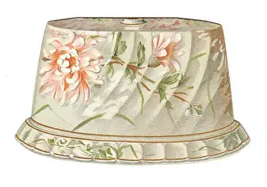 Covered cheese dish on a cutout Christmas card
