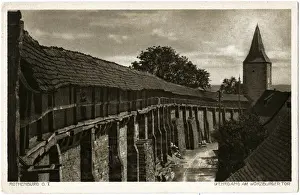 Rothenburg Prints: Covered wall circling the old town, Rothenburg, Germany