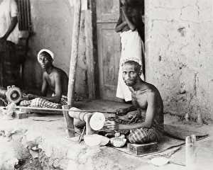 Craftsmen Prints: Craftsmen, wood turners at work on lathes, India