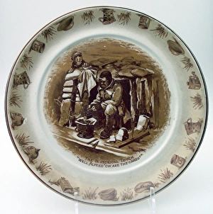 Images Dated 23rd September 2010: Cream pottery plate - The historical touch