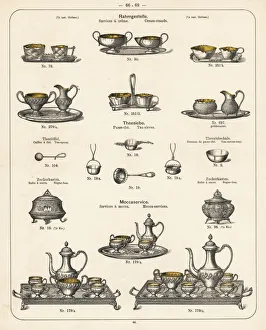 Cream stand, tea strainer, tea tray, mocca Cream stand, tea strainer, tea tray, mocca