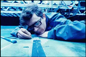 Creating model for flight simulator, RAF Lyneham, Wiltshire