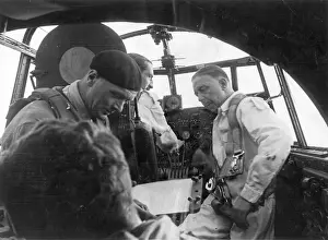 The crew during the flight test of an Avro Lancaster