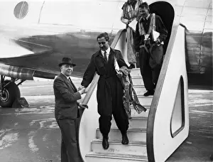 Greeted Prints: The crew are greeted by Avros chief designer Roy Chadwick