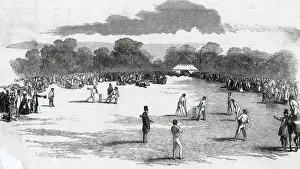Cricketers Prints: Cricket match at the cricket-ground at Castle Howard